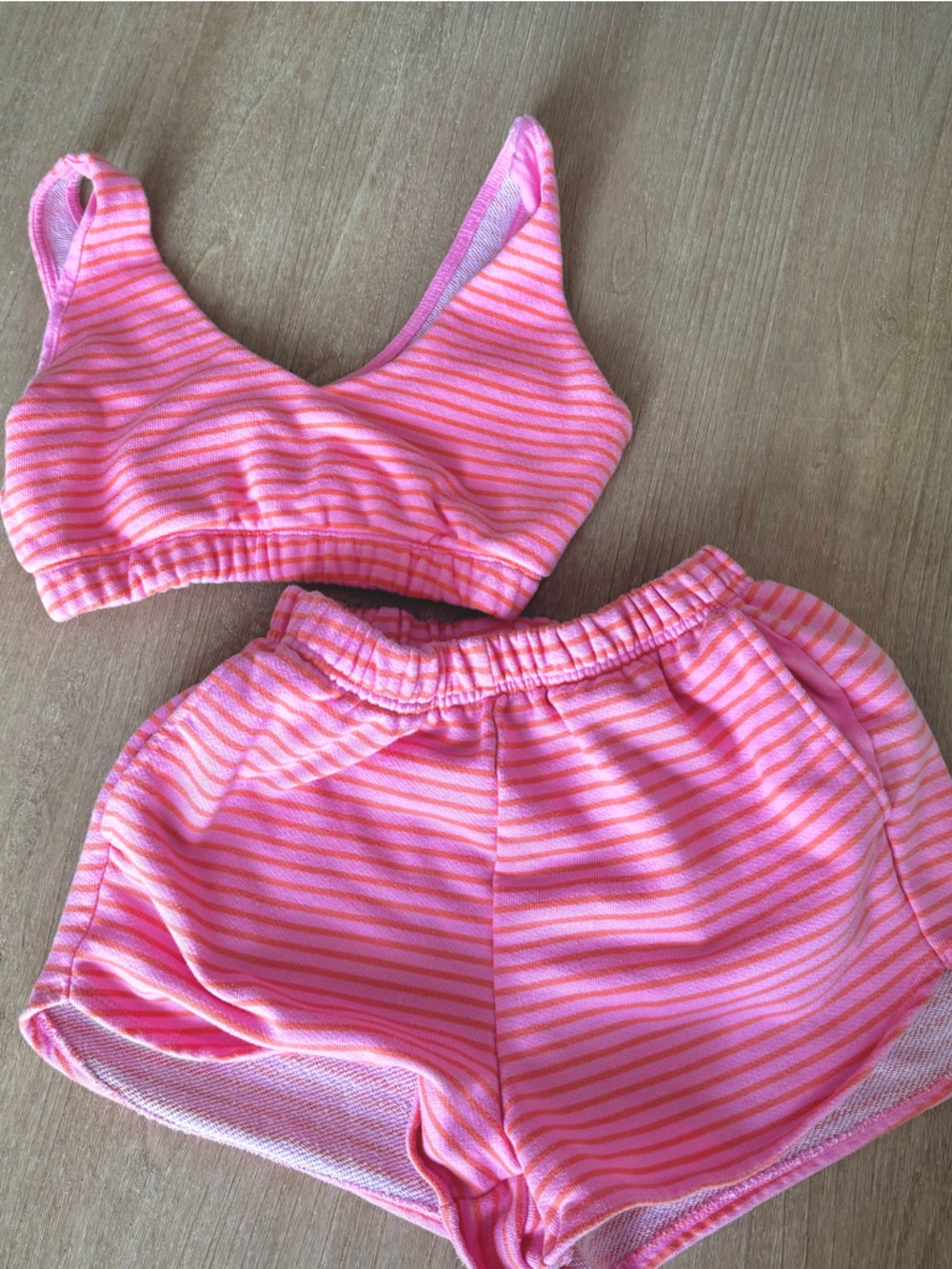 NWOT Wild Fable Women's Mid-Rise French Terry Pull-On Shorts, XS - Pink Striped